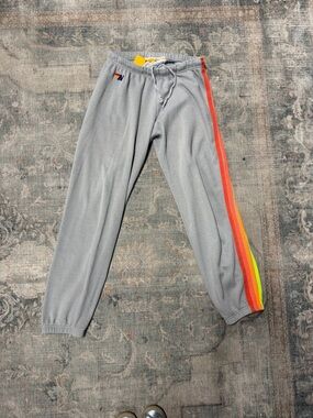 Aviator Nation - 4 Stripe Women's Sweatpant in Light grey women's sz large